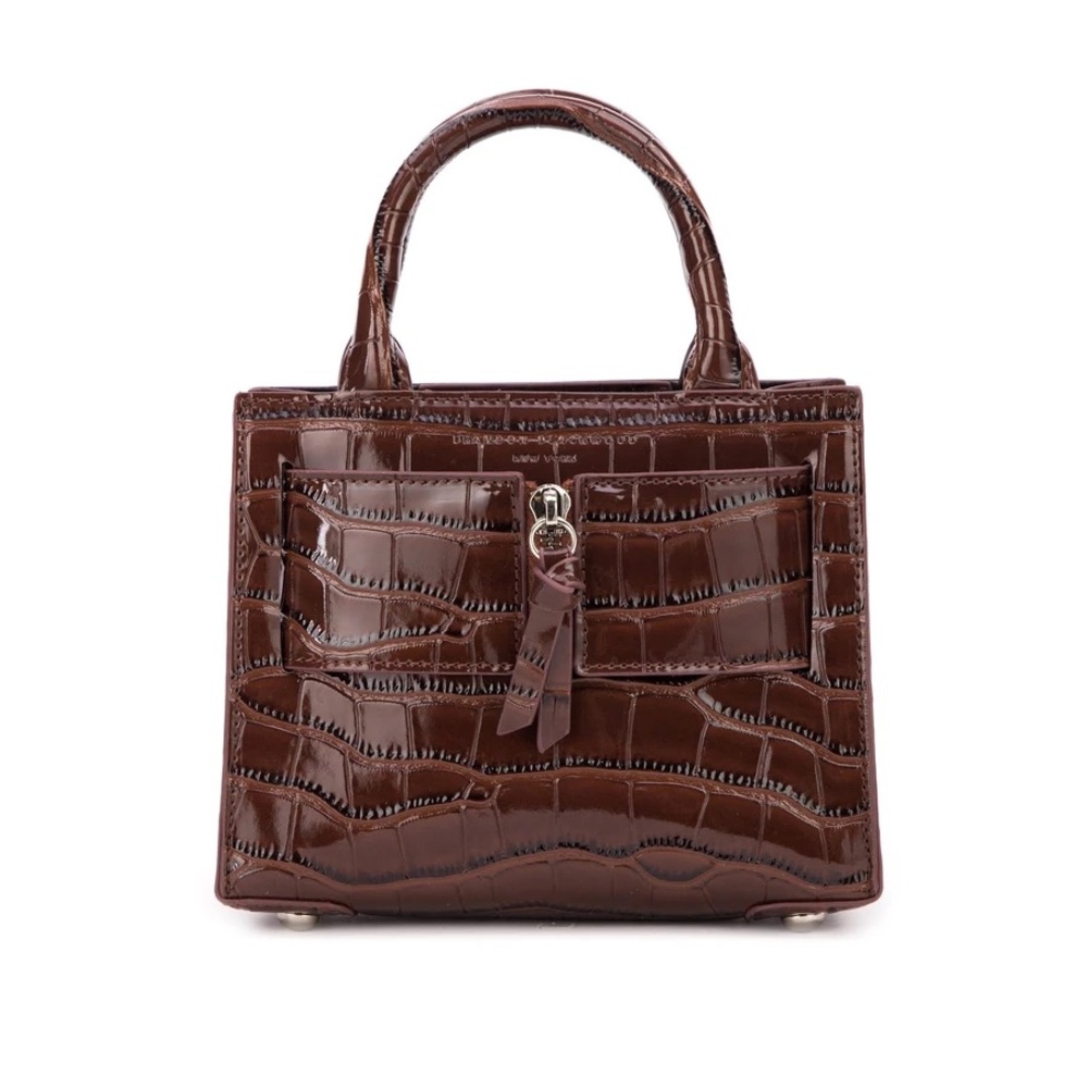 Brandon Blackwood Chocolate Croc Kuei Purse